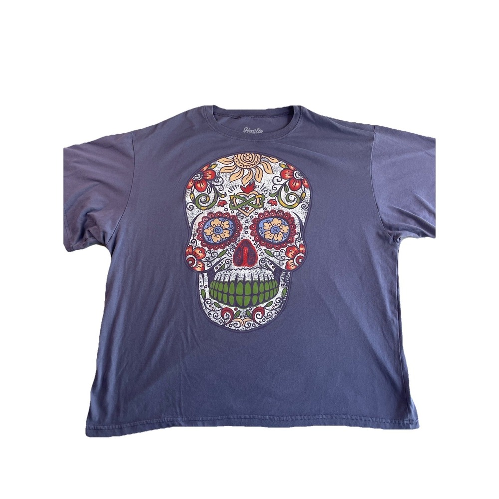 Dia De Los Muertos Women's XL Sugar Skull Graphic T-Shirt Purple